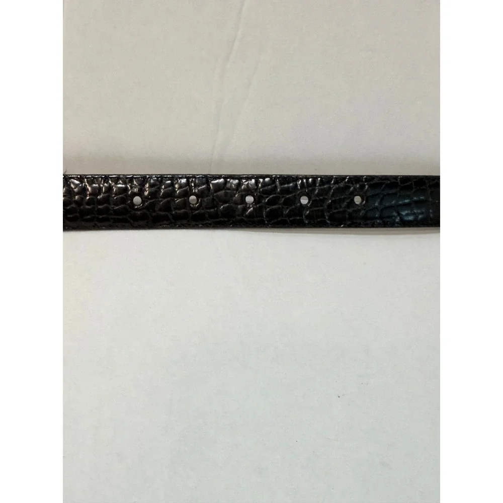 Brighton Vintage Black Crocodile Embossed Leather Western Belt Silver Size 34 Y2